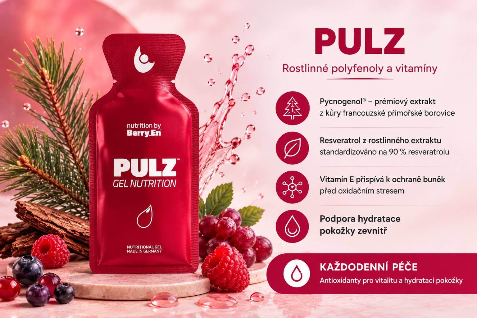 PULZ pycnogenol kyselina hyaluronová hydratace